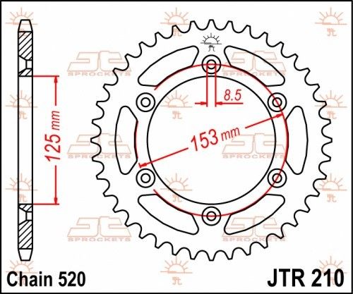JTR210.45 Corona JT acciaio autopulente nero - 45 denti - HONDA