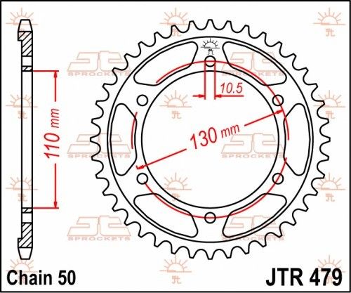 JTR479.48 Corona JT acciaio nero - 48 denti - KAWASAKI SUZUKI YAMAHA