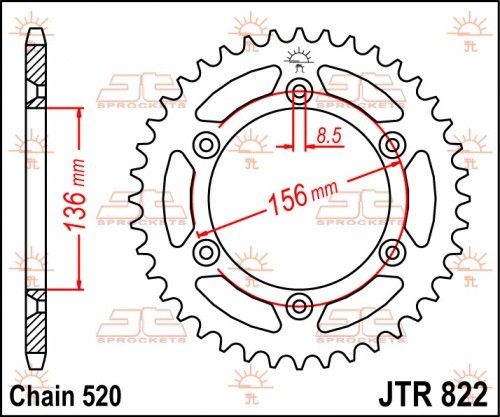JTR822.52 Corona JT acciaio nero - 52 denti