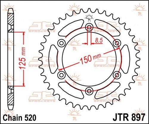JTR897.48 Corona JT acciaio autopulente nero - 48 denti - GASGAS HUSABERG HUSQVARNA KTM TRIUMPH