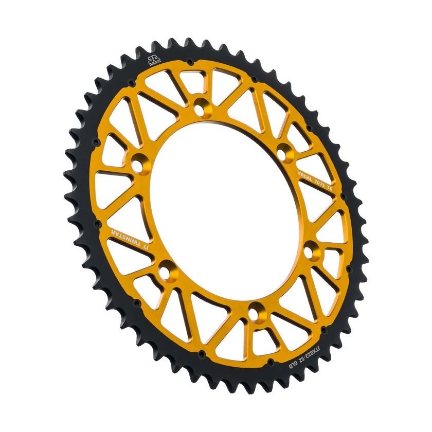 JTX822.52O Corona JT TWINSTAR bi-metallo oro - 52 denti - GAS GAS RIEJU SHERCO