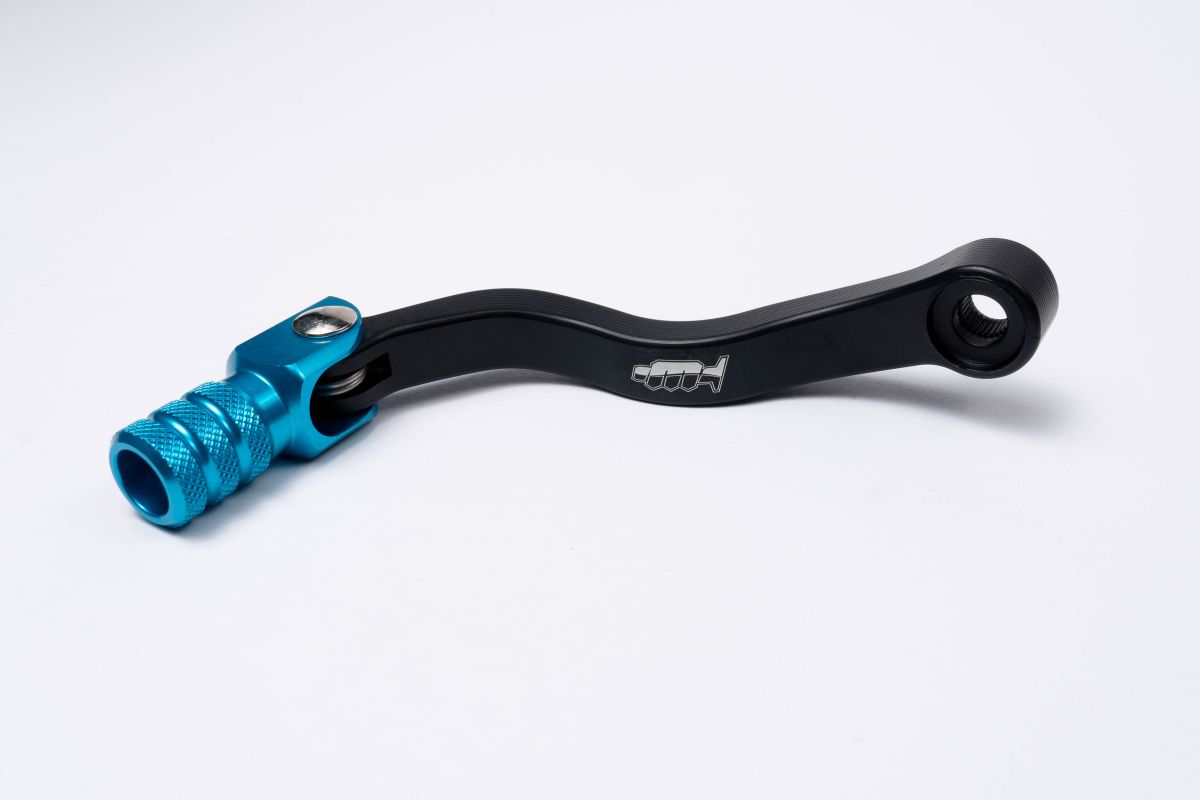 LCP4376C Leva cambio in alluminio CNC HUSABERG HUSQVARNA - corpo nero, puntale azzurro