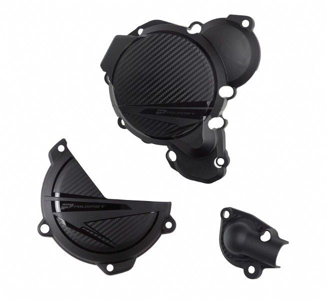 P91375 Kit protezioni coperchi motore POLISPORT - KTM 250/300 EXC - Nero