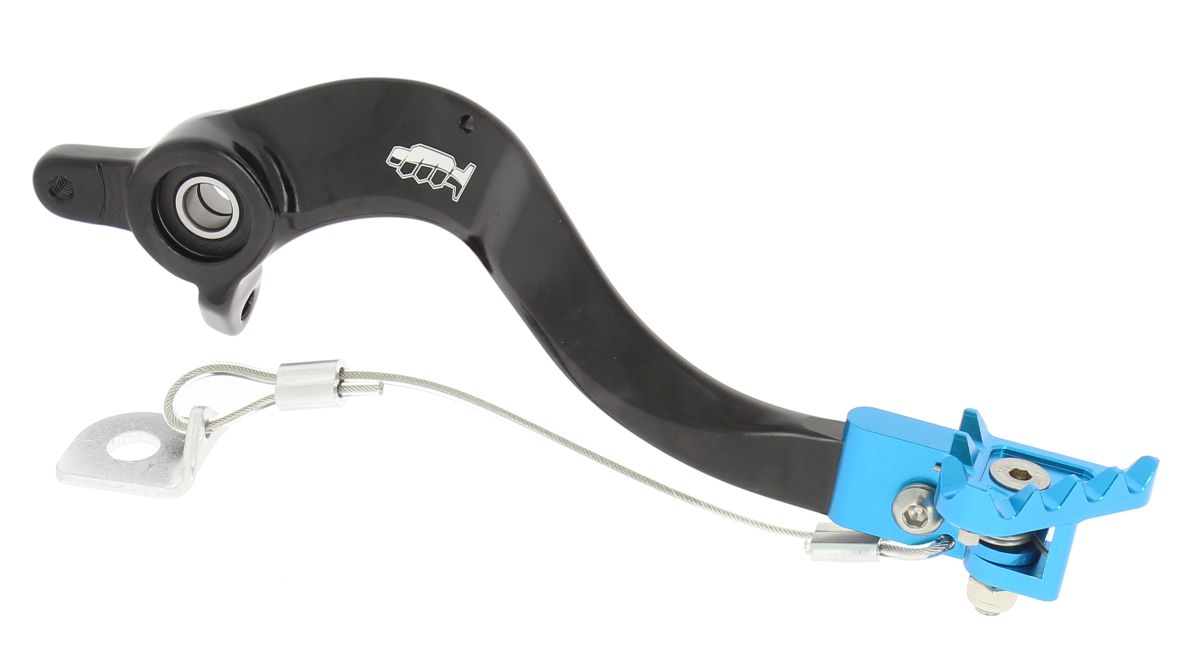 PDS901C Pedale freno forgiato nero con puntale snodato CNC azzurro HUSABERG HUSQVARNA