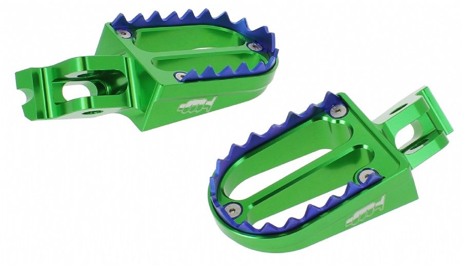 PER02V Pedane poggiapiedi in alluminio con denti in titanio - KXF 250/450 09-23 - Verde